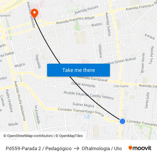 Pd559-Parada 2 / Pedagógico to Oftalmología / Uto map