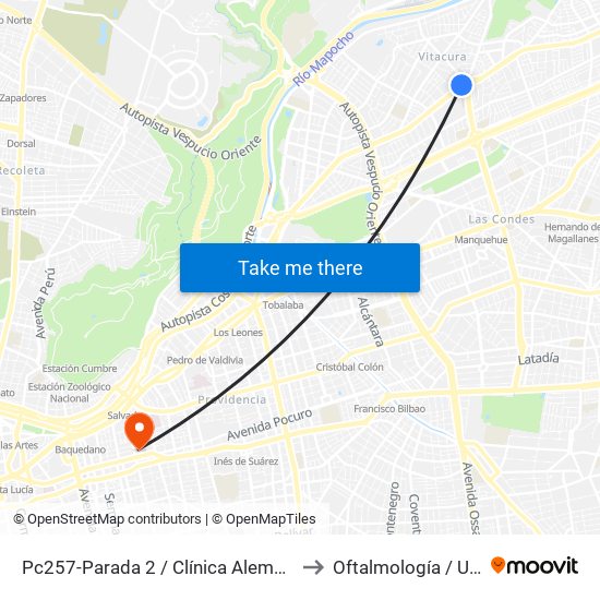 Pc257-Parada 2 / Clínica Alemana to Oftalmología / Uto map