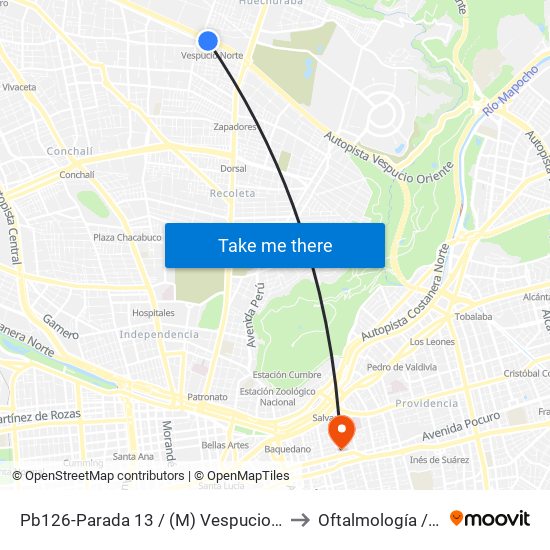 Pb126-Parada 13 / (M) Vespucio Norte to Oftalmología / Uto map