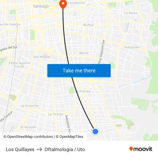 Los Quillayes to Oftalmología / Uto map