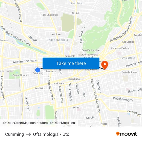 Cumming to Oftalmología / Uto map