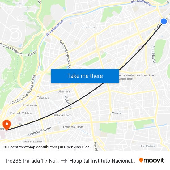 Pc236-Parada 1 / Nudo Estoril to Hospital Instituto Nacional De Geriatría map