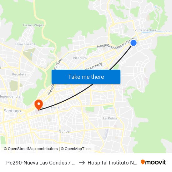 Pc290-Nueva Las Condes / Esq. Sn. Francisco De Asís to Hospital Instituto Nacional De Geriatría map