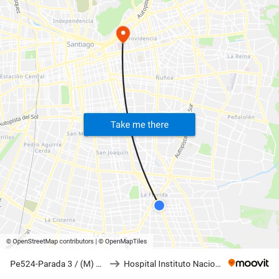 Pe524-Parada 3 / (M) Vicente Valdés to Hospital Instituto Nacional De Geriatría map