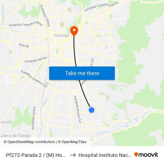 Pf272-Parada 2 / (M) Hospital Sótero Del Río to Hospital Instituto Nacional De Geriatría map