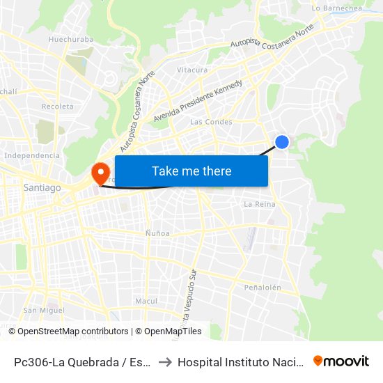 Pc306-La Quebrada / Esq. Avenida La Paz to Hospital Instituto Nacional De Geriatría map
