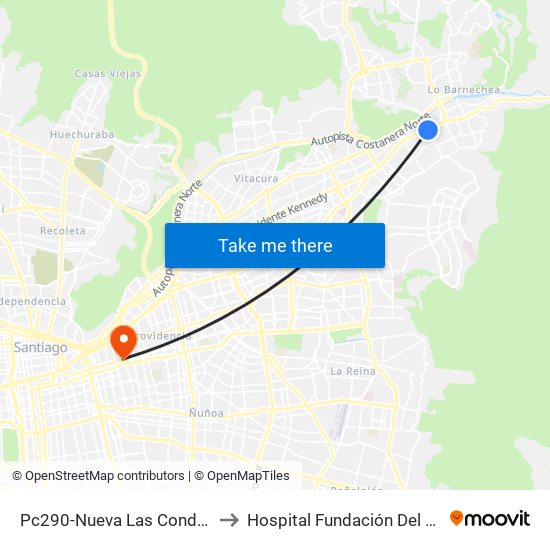 Pc290-Nueva Las Condes / Esq. Sn. Francisco De Asís to Hospital Fundación Del Cáncer Arturo López Pérez Falp map