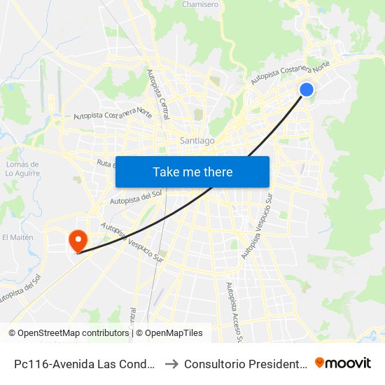 Pc116-Avenida Las Condes / Esq. G. Fuenzalida to Consultorio Presidenta Michelle Bachelet map