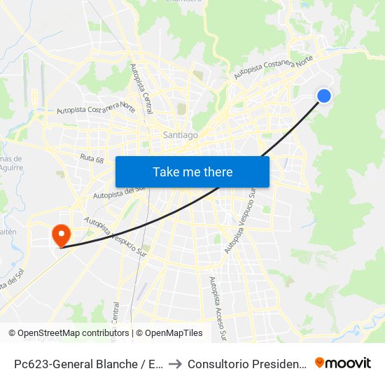 Pc623-General Blanche / Esq. Sn. C. De Apoquindo to Consultorio Presidenta Michelle Bachelet map