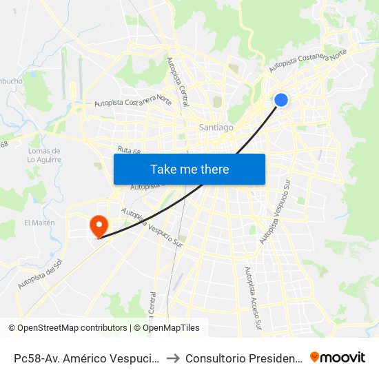 Pc58-Av. Américo Vespucio / Esq. Av. Pdte. Riesco to Consultorio Presidenta Michelle Bachelet map