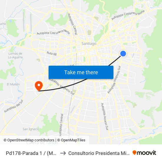 Pd178-Parada 1 / (M) Plaza Egaña to Consultorio Presidenta Michelle Bachelet map