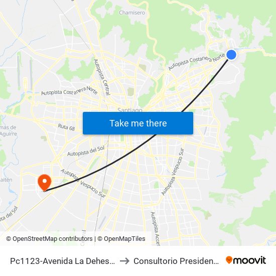 Pc1123-Avenida La Dehesa / Esq. Av. Las Condes to Consultorio Presidenta Michelle Bachelet map