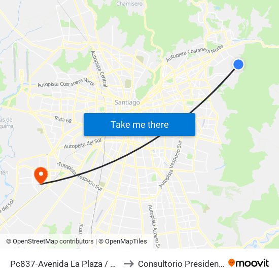 Pc837-Avenida La Plaza / Esq. Sn. Francisco De Asís to Consultorio Presidenta Michelle Bachelet map