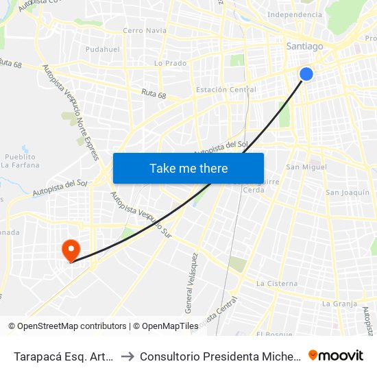 Tarapacá Esq. Arturo Prat to Consultorio Presidenta Michelle Bachelet map