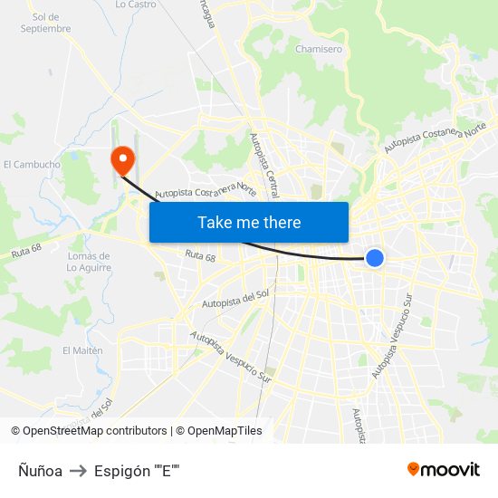 Ñuñoa to Espigón ""E"" map
