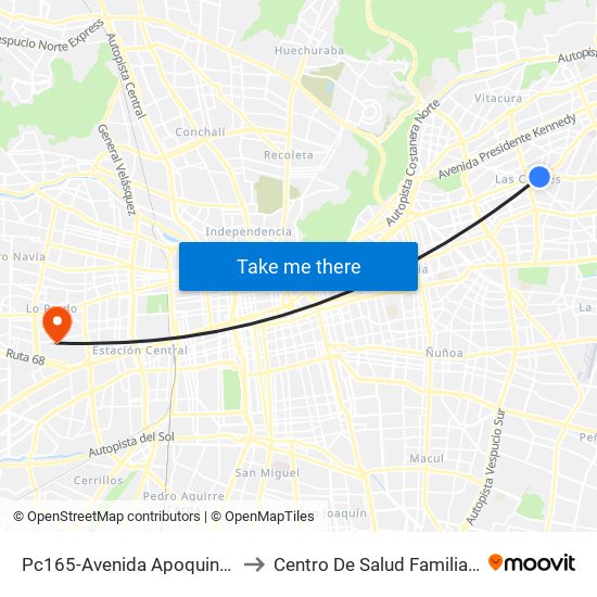 Pc165-Avenida Apoquindo / Esq. E. Dell'Orto to Centro De Salud Familiar Doctor Raul Yazigi map