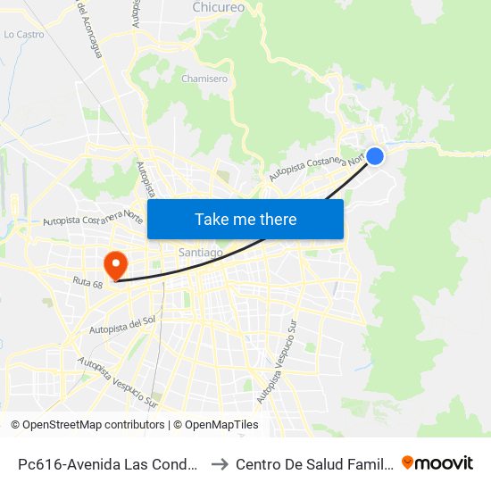 Pc616-Avenida Las Condes / Esq. Sn. Fco. De Asís to Centro De Salud Familiar Doctor Raul Yazigi map