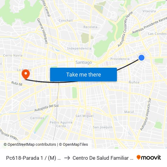 Pc618-Parada 1 / (M) Francisco Bilbao to Centro De Salud Familiar Doctor Raul Yazigi map