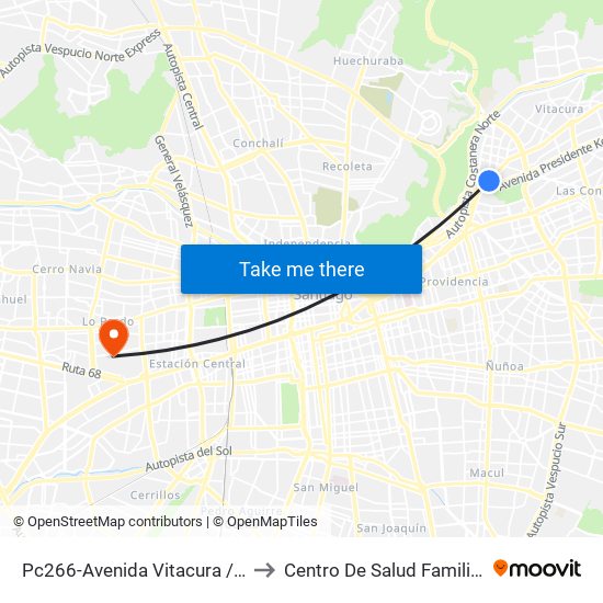 Pc266-Avenida Vitacura / Esq. Nueva Costanera to Centro De Salud Familiar Doctor Raul Yazigi map