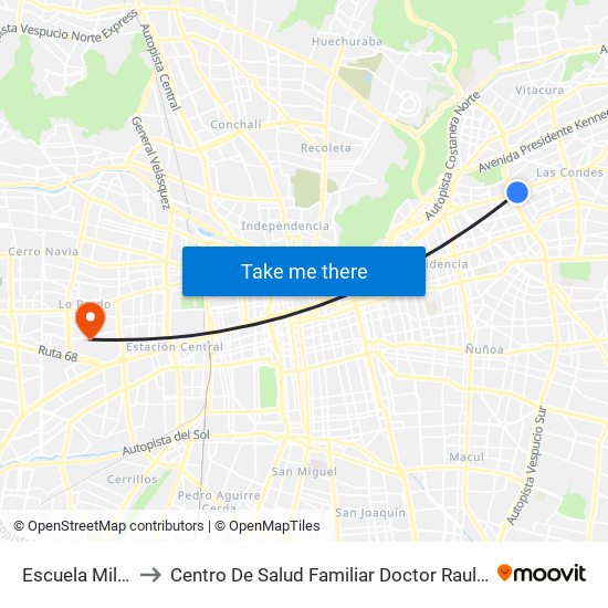 Escuela Militar to Centro De Salud Familiar Doctor Raul Yazigi map