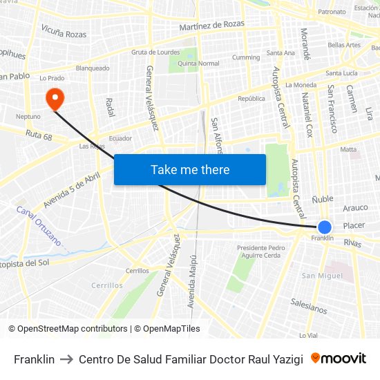 Franklin to Centro De Salud Familiar Doctor Raul Yazigi map