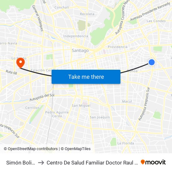 Simón Bolivar to Centro De Salud Familiar Doctor Raul Yazigi map