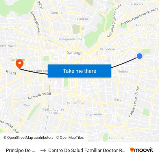 Príncipe De Gales to Centro De Salud Familiar Doctor Raul Yazigi map