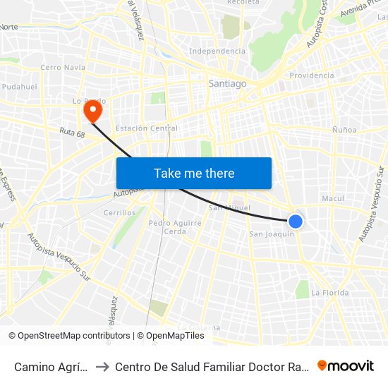 Camino Agrícola to Centro De Salud Familiar Doctor Raul Yazigi map