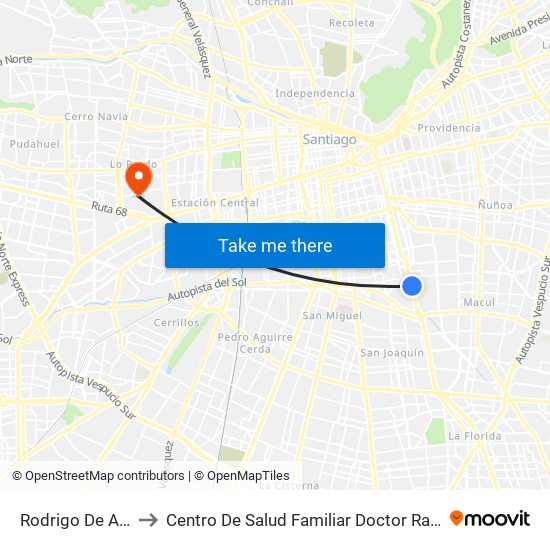 Rodrigo De Araya to Centro De Salud Familiar Doctor Raul Yazigi map