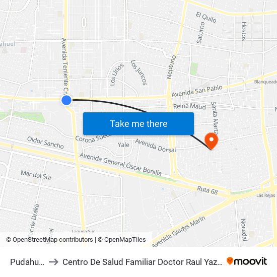 Pudahuel to Centro De Salud Familiar Doctor Raul Yazigi map