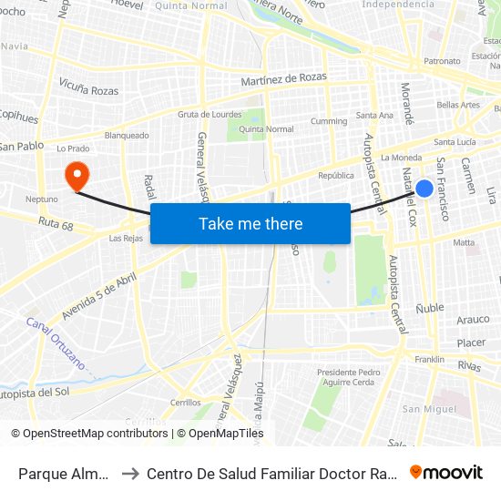 Parque Almagro to Centro De Salud Familiar Doctor Raul Yazigi map