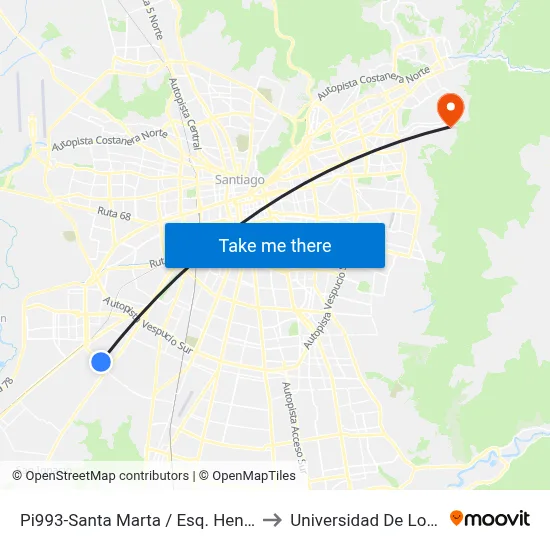 Pi993-Santa Marta / Esq. Henry Ford Sur to Universidad De Los Andes map