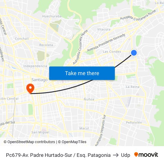 Pc679-Av. Padre Hurtado-Sur / Esq. Patagonia to Udp map