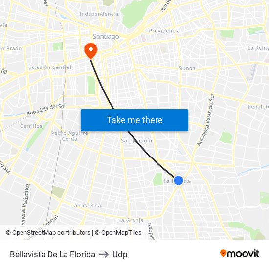 Bellavista De La Florida to Udp map
