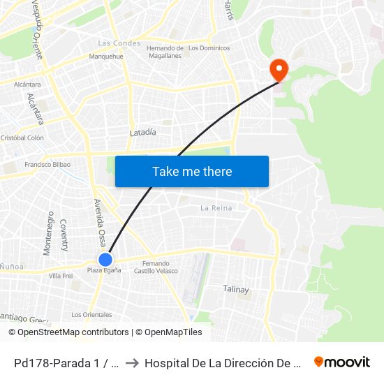 Pd178-Parada 1 / (M) Plaza Egaña to Hospital De La Dirección De Previsión De Carabineros map
