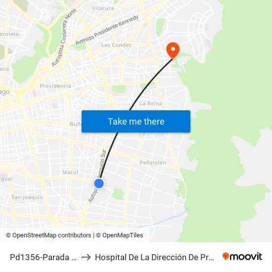 Pd1356-Parada 2 / (M) Quilín to Hospital De La Dirección De Previsión De Carabineros map