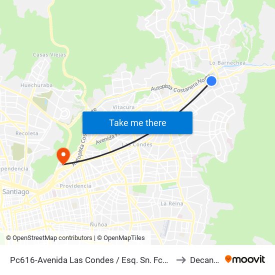Pc616-Avenida Las Condes / Esq. Sn. Fco. De Asís to Decanato map