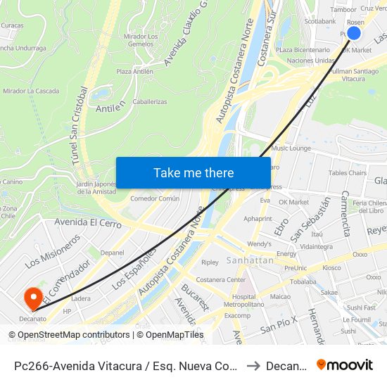 Pc266-Avenida Vitacura / Esq. Nueva Costanera to Decanato map