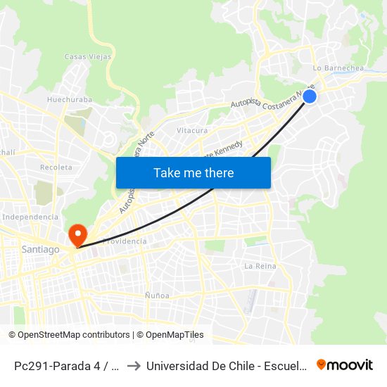 Pc291-Parada 4 / Cantagallo to Universidad De Chile - Escuela De Postgrado map