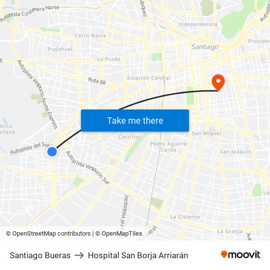 Santiago Bueras to Hospital San Borja Arriarán map