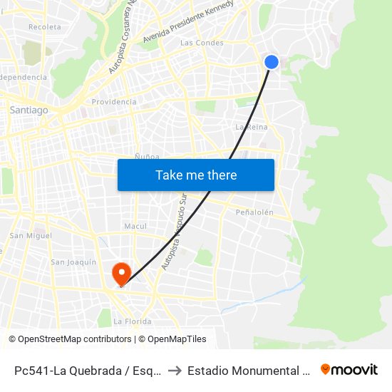 Pc541-La Quebrada / Esq. Av. Paul Harris to Estadio Monumental David Arellano map