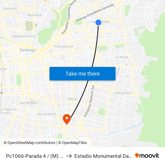 Pc1066-Parada 4 / (M) Manquehue to Estadio Monumental David Arellano map