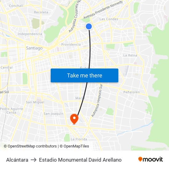 Alcántara to Estadio Monumental David Arellano map