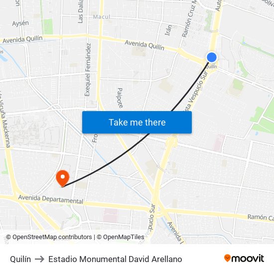 Quilín to Estadio Monumental David Arellano map