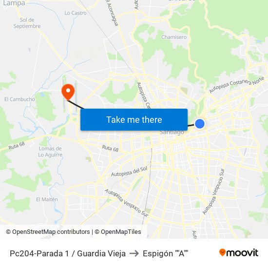 Pc204-Parada 1 / Guardia Vieja to Espigón ""A"" map