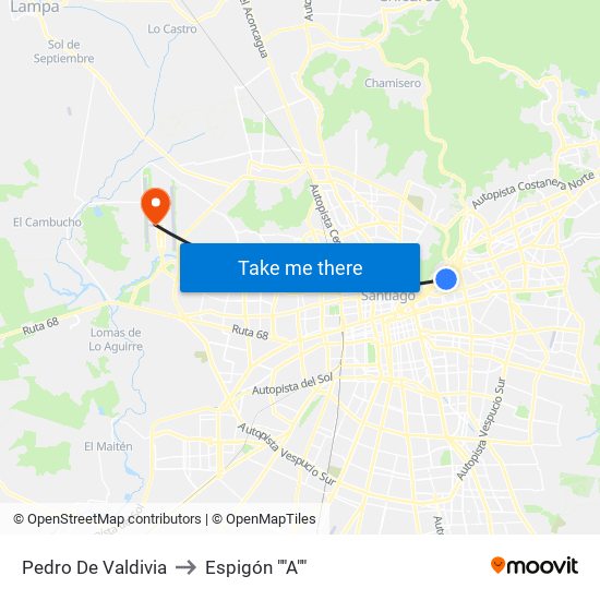 Pedro De Valdivia to Espigón ""A"" map