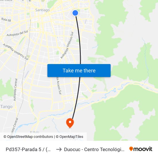 Pd357-Parada 5 / (M) Príncipe De Gales to Duocuc - Centro Tecnológico De Recursos Naturales map