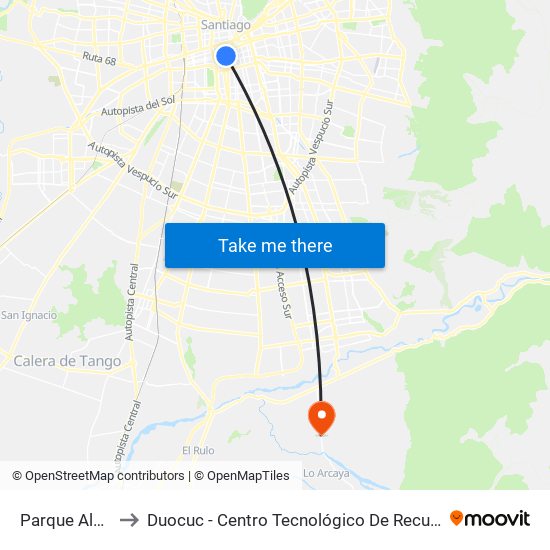 Parque Almagro to Duocuc - Centro Tecnológico De Recursos Naturales map