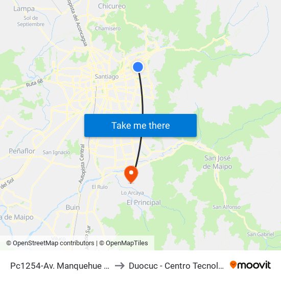 Pc1254-Av. Manquehue Sur / Esq. Avenida Apoquindo to Duocuc - Centro Tecnológico De Recursos Naturales map