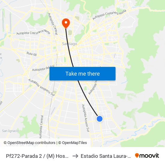 Pf272-Parada 2 / (M) Hospital Sótero Del Río to Estadio Santa Laura-Universidad Sek map